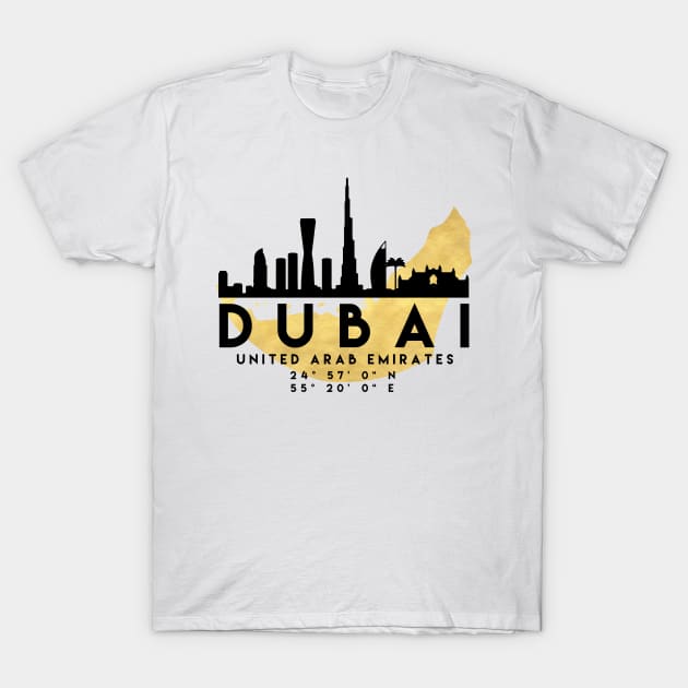 Dubai United Arab Emirates Skyline Map Art T-Shirt by deificusArt